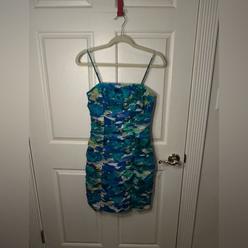 Calvin Klein Blue and Green Patterned Women's Dress